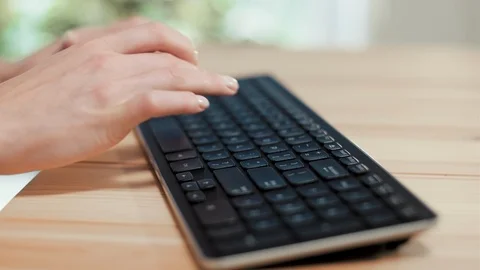 Woman hands on Computer Keyboard Video stock 120642999