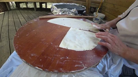 Woman hands kneading the dough 4 Stock Footage