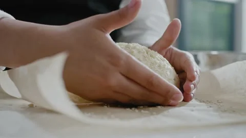 Woman Hands Make Shape of Future Bread. Stock Footage 139002394