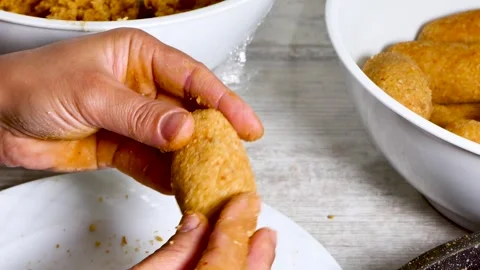 Woman hands making and preparing middle eastern traditional food Stock Footage 250457435