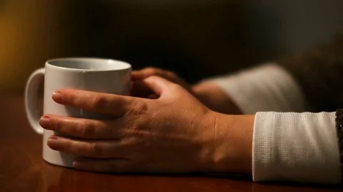 Woman hands with mug Stock Footage 89482353