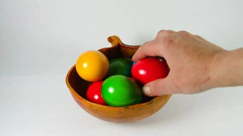 Woman Hands Peeling Red Easter Egg From A Bowl Stock Footage 60070271