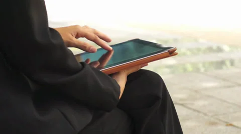 Woman hands with tablet computer Stock Footage 34386586