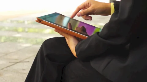 Woman hands with tablet computer 스톡 동영상 34386679