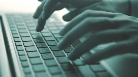Woman hands typing on a computer keyboard Video stock 87836615