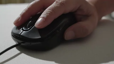 Woman hands using computer wire mouse. Stock Footage 233708218