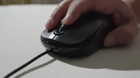 Woman hands using computer wire mouse. Stock Footage 233708266