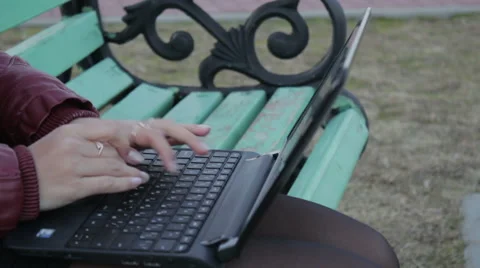 Woman hands using laptope Stock Footage 49705586