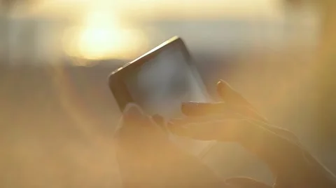 Woman Hands Using Tablet On The Beach Video stock 54768820