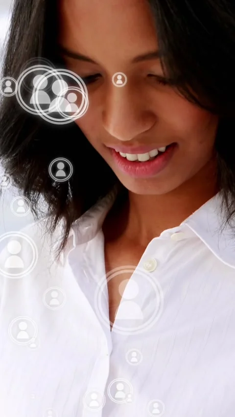 A woman happily using her smart watch 4k Stock Footage 342097651