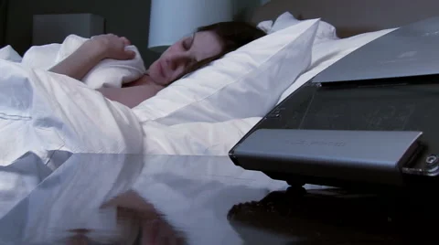 Woman has trouble sleeping V1 - HD Stock Footage