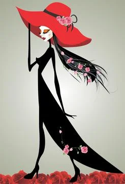 Woman in a hat, Stock Illustration