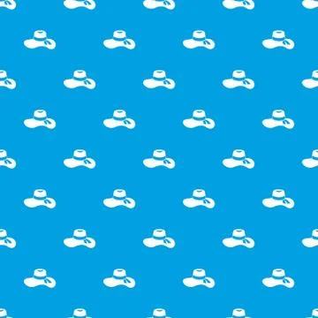 Woman hat pattern seamless blue Stock Illustration