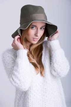 Woman with Hat Stock Photos