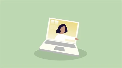 Woman Having a Conversation Remotely 2D Animation.  Stock Footage 236090087