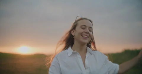 Woman Having Fun While Running In Meadow Stock Footage 250391652