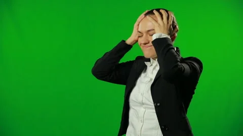 Woman having headache. FULL HD, green screen Stock Footage 42002156