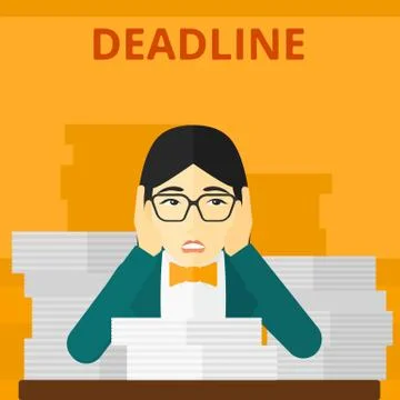 Woman having problem with deadline Illustrazione stock
