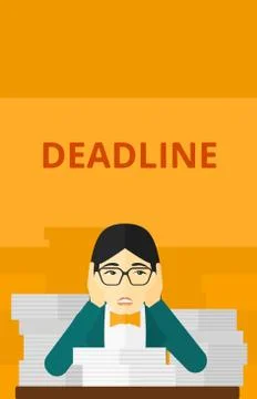Woman having problem with deadline Stockillustratie