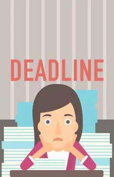 Woman having problem with deadline Stockillustratie