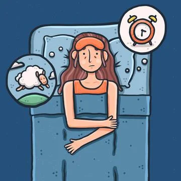 Woman having problems with sleeping Stock Illustration