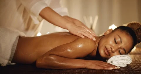 Woman Having Therapy Massage Of Back Stock Footage