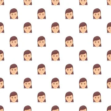 Woman head avatar repeating pattern on white background Stock Illustration