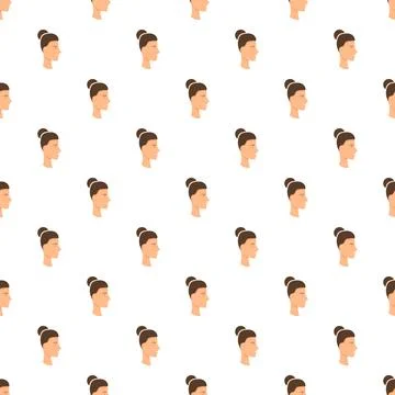 Woman head profile seamless pattern background Stock Illustration