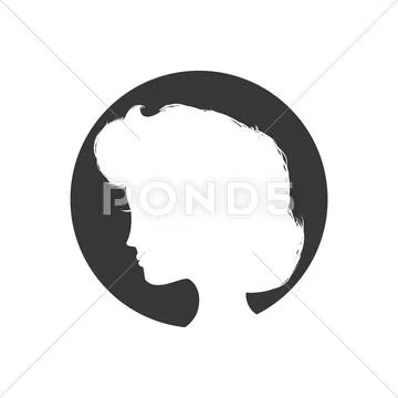 Woman Head Silhouette Female Avatar Icon. Vector Graphic