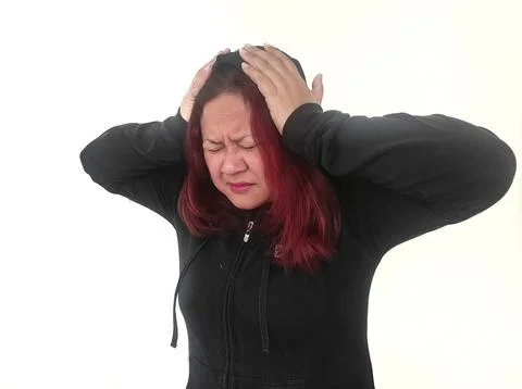 Woman in Headache expression. Stock Photos
