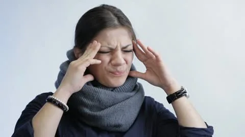 Woman with headache isolated Video stock 12576455