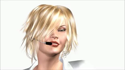 Woman with headset Stock Footage 12445405