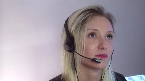 Woman on headset Video stock 48380138