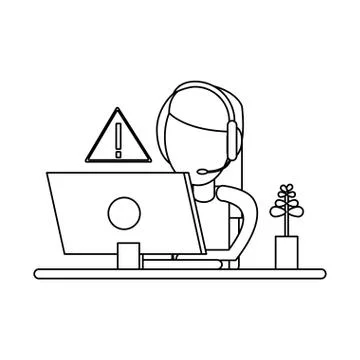 Woman with headset working with computer Stock Illustration