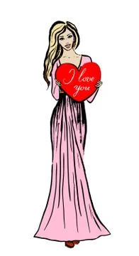 Woman with heart in hands Stock-Illustration