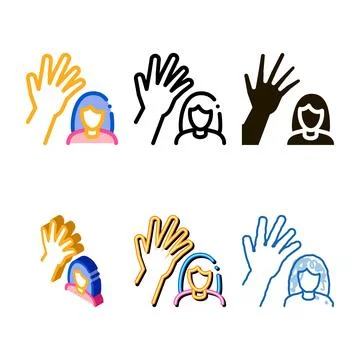 Woman hitting icon vector modern outline Stock Illustration