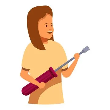 Woman holding chisel, preparing for carpentry or diy project Illustration
