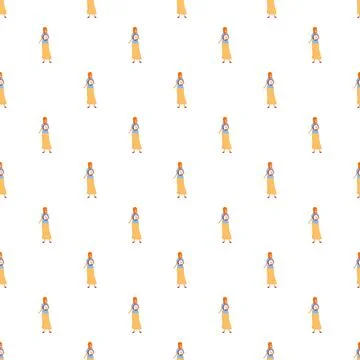 Woman holding clock seamless pattern for time management Stock-Illustration
