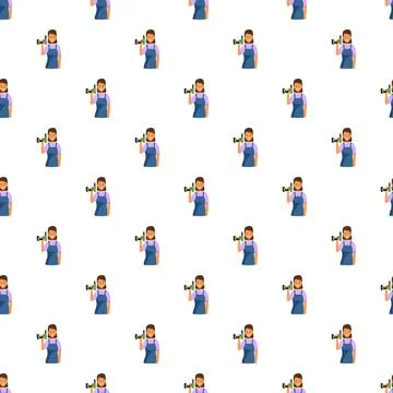 Woman holding drill seamless pattern wallpaper background Stockillustratie