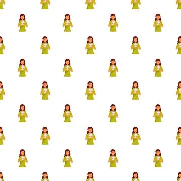 Woman holding drone remote controller seamless pattern Stock Illustration