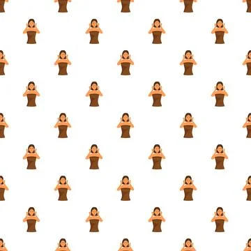 Woman holding hands by face pattern background 스톡 일러스트