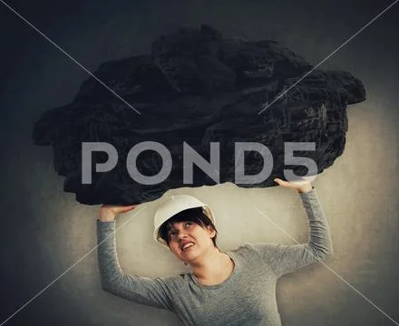 Woman holding heavy burden Stock Photos