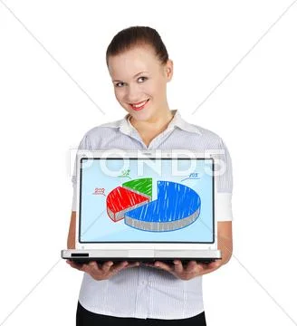 Woman holding notebook with chart Stock Photos