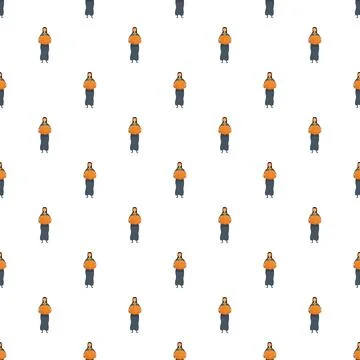 Woman holding pumpkin repeat pattern design Stock Illustration