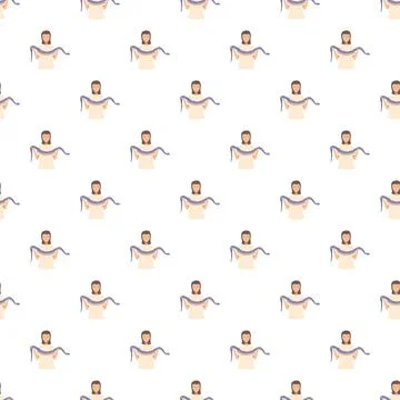 Woman holding python seamless pattern white background Stock Illustration