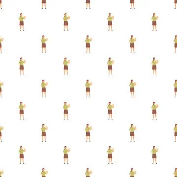Woman holding shield seamless pattern illustration Stock Illustration