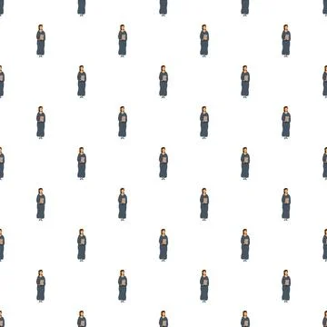 Woman holding stack of books seamless pattern Stock Illustration