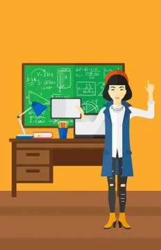 Woman holding tablet computer Stock Illustration