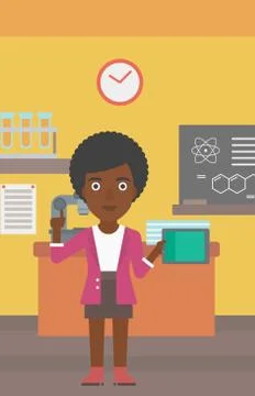 Woman holding tablet computer Stock Illustration