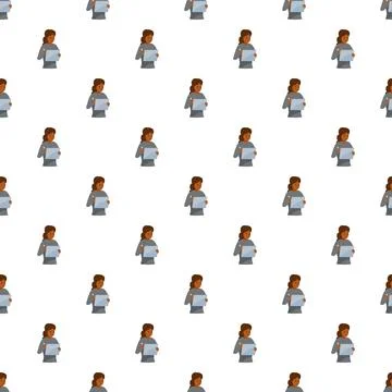 Woman holding tablet seamless pattern for digital learning 스톡 일러스트